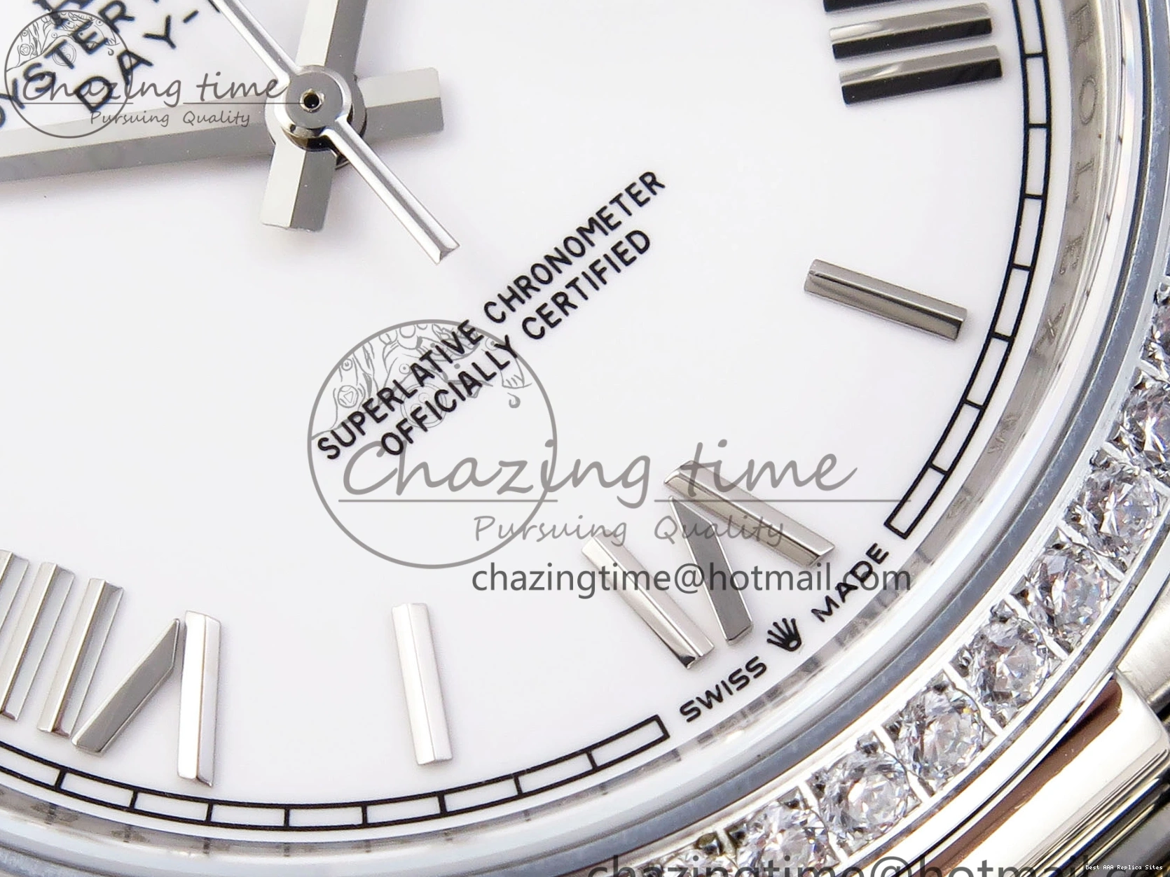 Good Copy Rolex Watches GSF Dial Bezel White Sustainable A 1920 40 SS Roman on Weight DayDate Diamonds Bracelet Gain President 1227